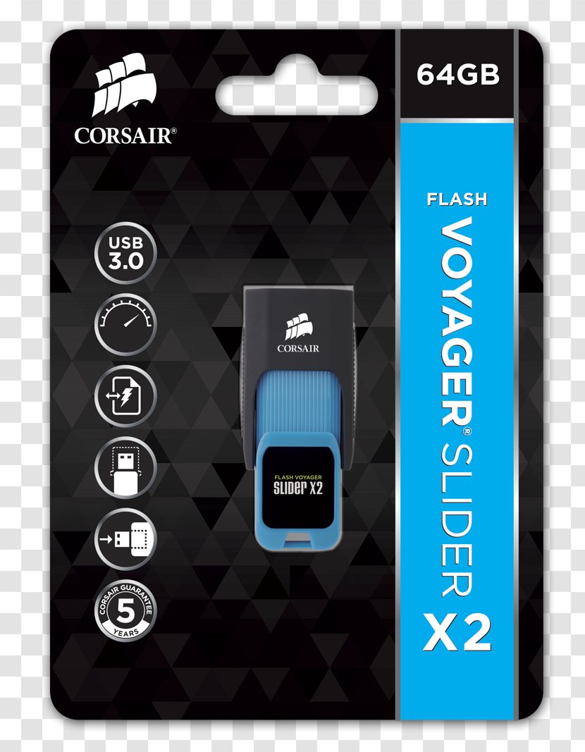 USB Flash Drives Corsair Voyager Slider X2 3.0 X1 Memory - Usb Transparent PNG