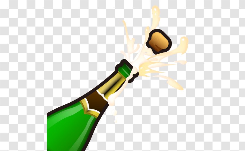 Emoji Champagne Sparkling Wine Bottle Transparent PNG