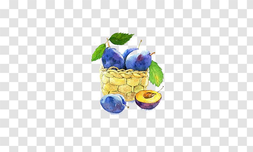Fruit Watercolor Painting Blueberry Auglis - Food - Baskets Transparent PNG