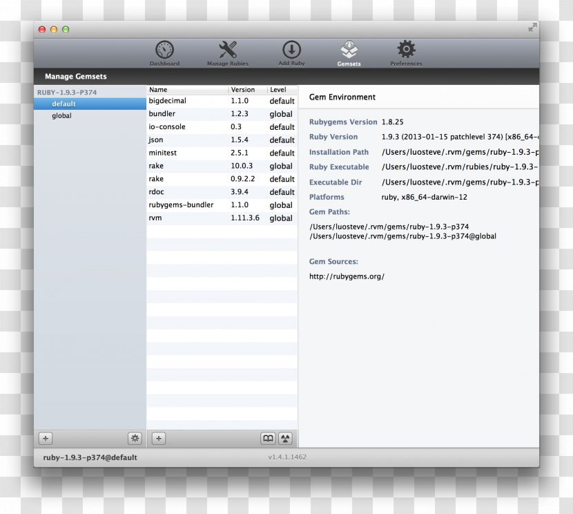 Screenshot Computer Program Software - Ruby Version Manager Transparent PNG
