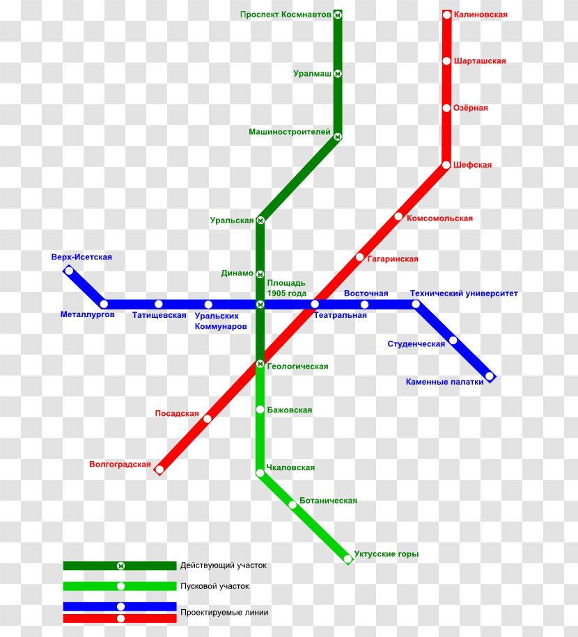 Yekaterinburg Metro Rapid Transit Commuter Station Moscow Ploshchad 1905 Goda - Map - East Transparent PNG