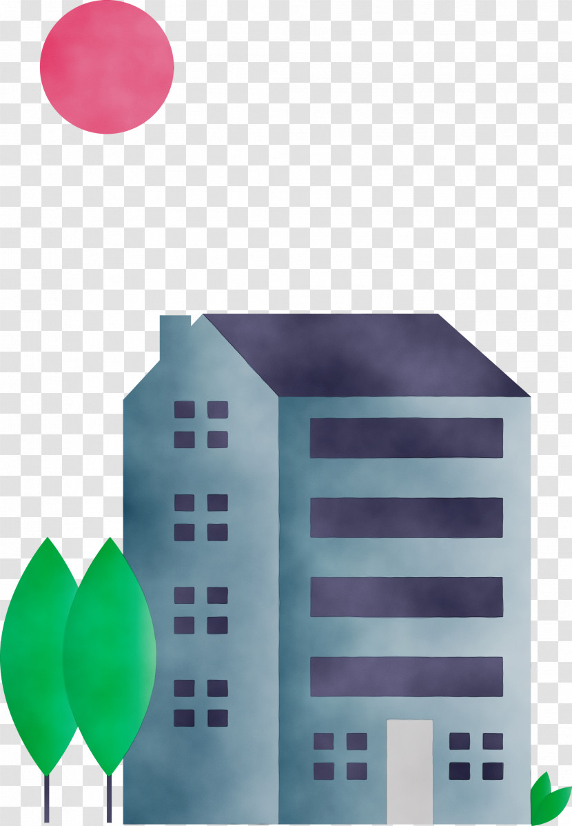 Turquoise Architecture Magenta House Balloon Transparent PNG