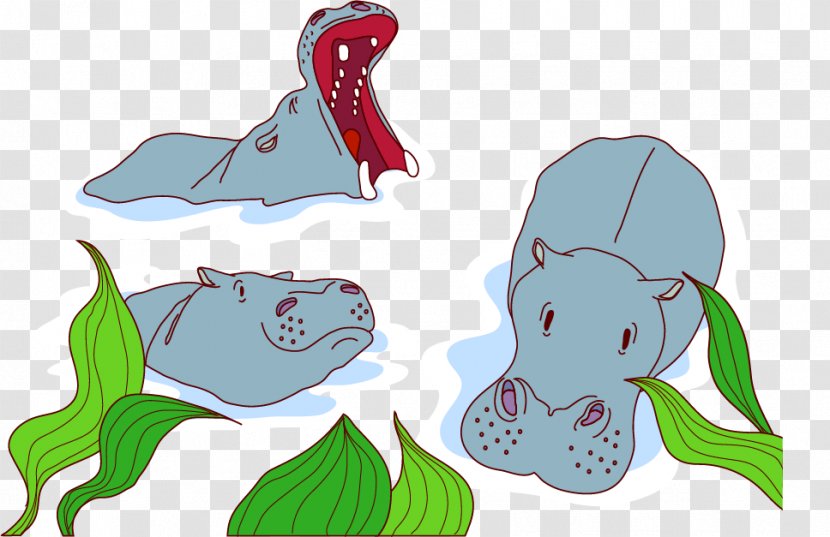 Hippopotamus Clip Art - Marine Mammal - Vector Painted Hippo Transparent PNG