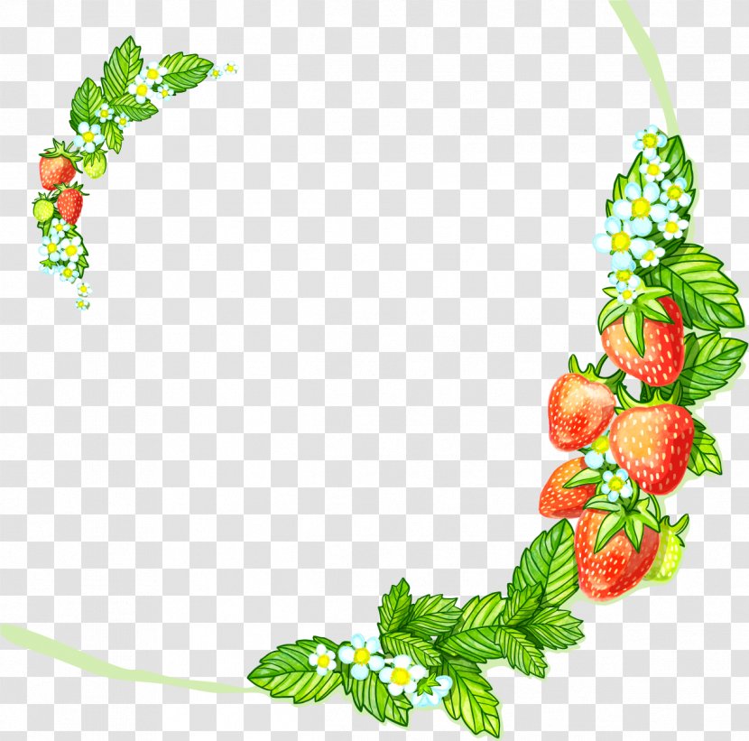 Strawberry Aedmaasikas Illustration - Floral Design - Vector Painted Border Transparent PNG