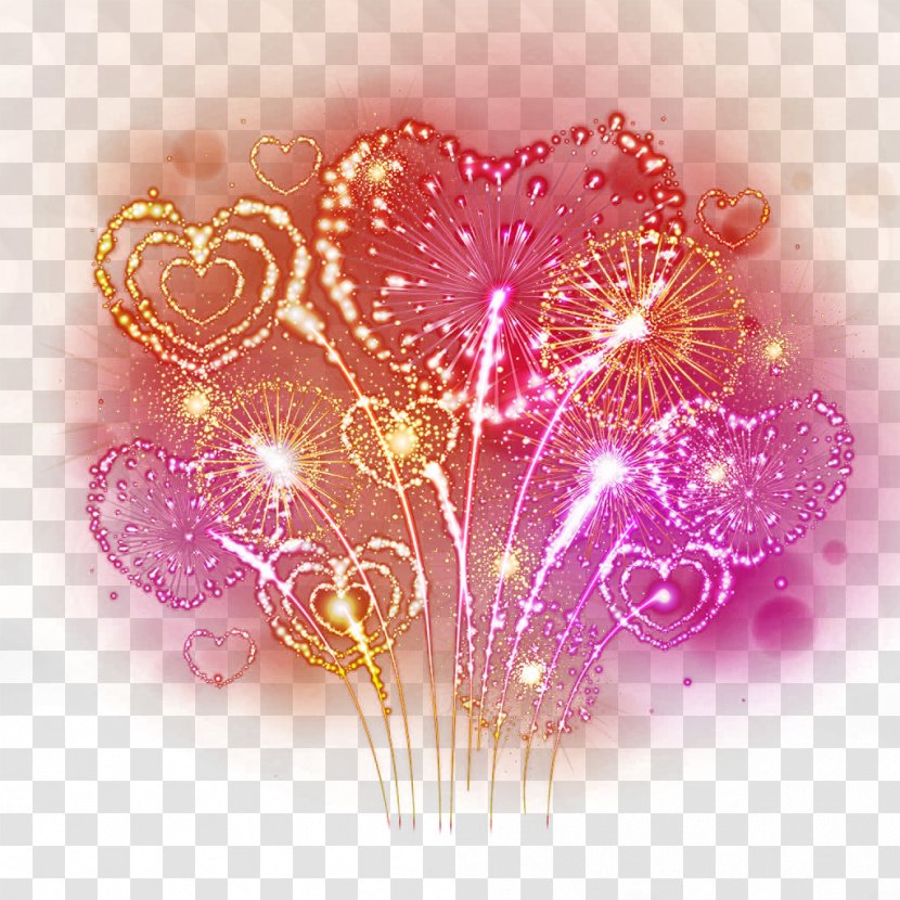 Fireworks Heart Photography Illustration - Magenta - Color Fantasy Transparent PNG