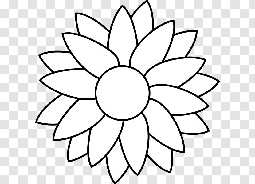 Common Sunflower Black And White Free Content Clip Art - Floral Design - Blank Flower Cliparts Transparent PNG