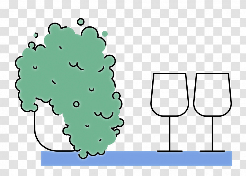 Cartoon Green Line Tree Meter Transparent PNG