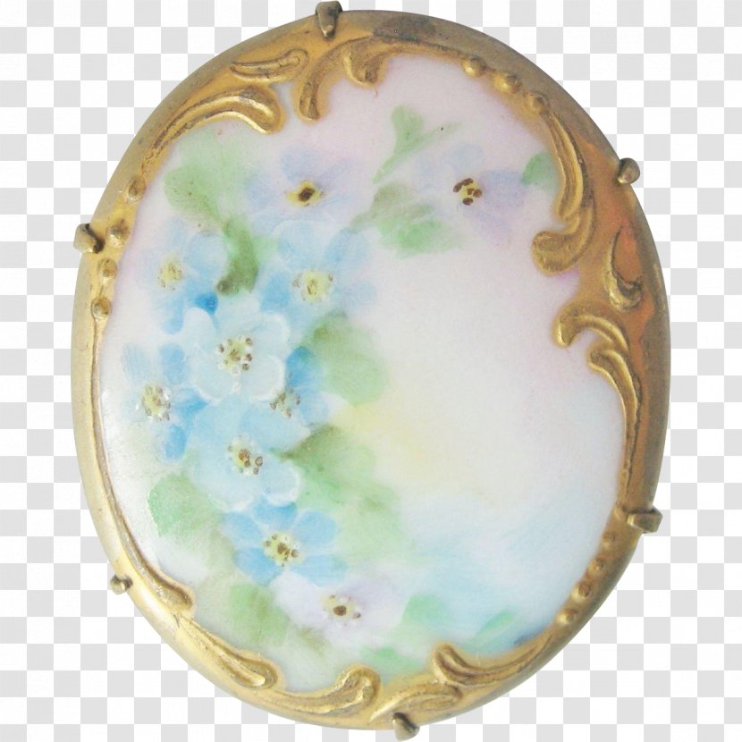 Turquoise Ceramic Oval - Exquisite Hand-painted Painting Transparent PNG
