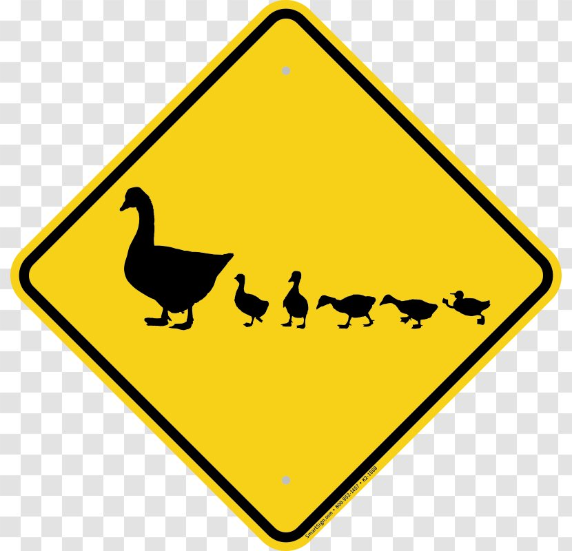 Duck Crossing Goose Traffic Sign Road - Ducks Geese And Swans Transparent PNG