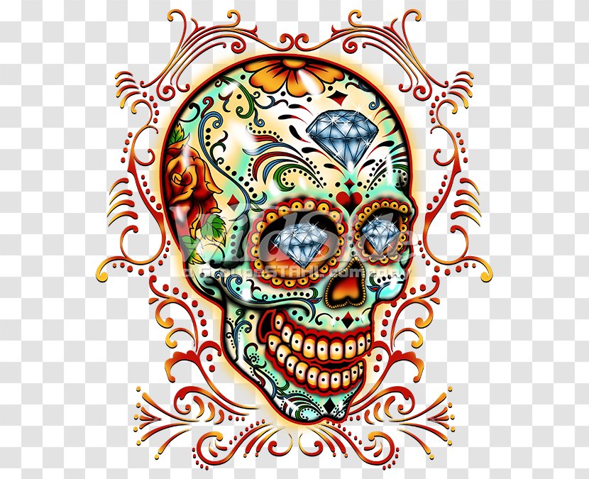 Calavera Skull Day Of The Dead Pinstriping - Stock - And Roses Transparent PNG