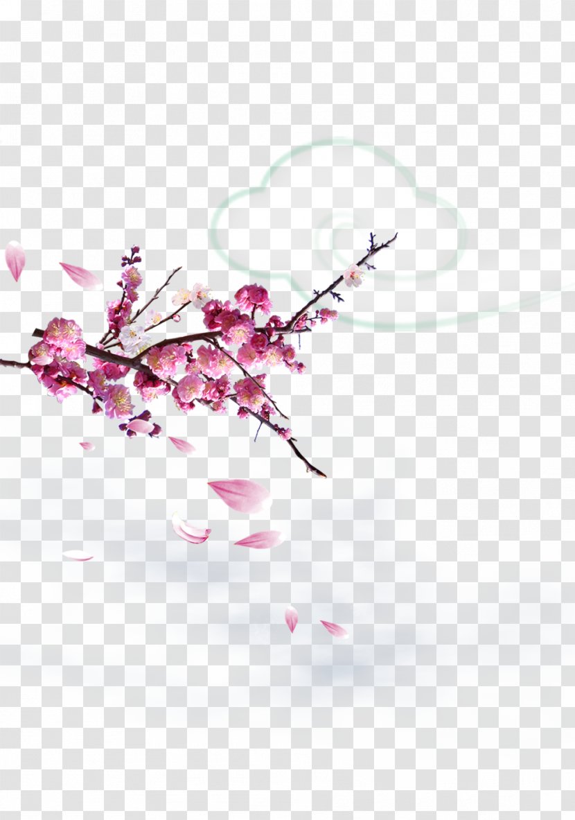 Chinoiserie Poster Fukei - Magenta - Peach Blossom Transparent PNG