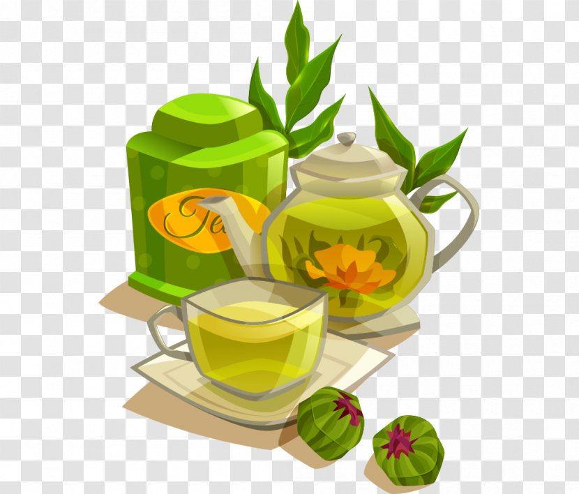 Green Tea Biluochun Flowering - Bag - Hand Colored Cup Transparent PNG