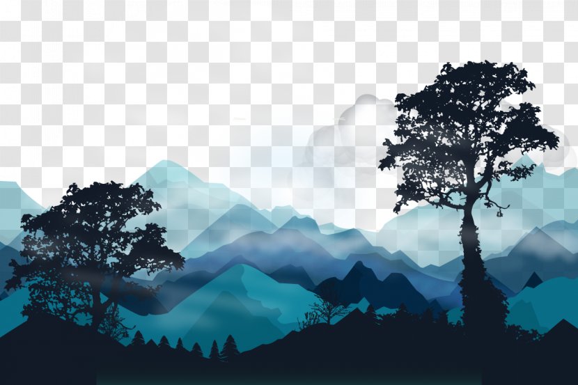 Euclidean Vector Forest Landscape Tree Light - Mountain - The Far Mountains Transparent PNG