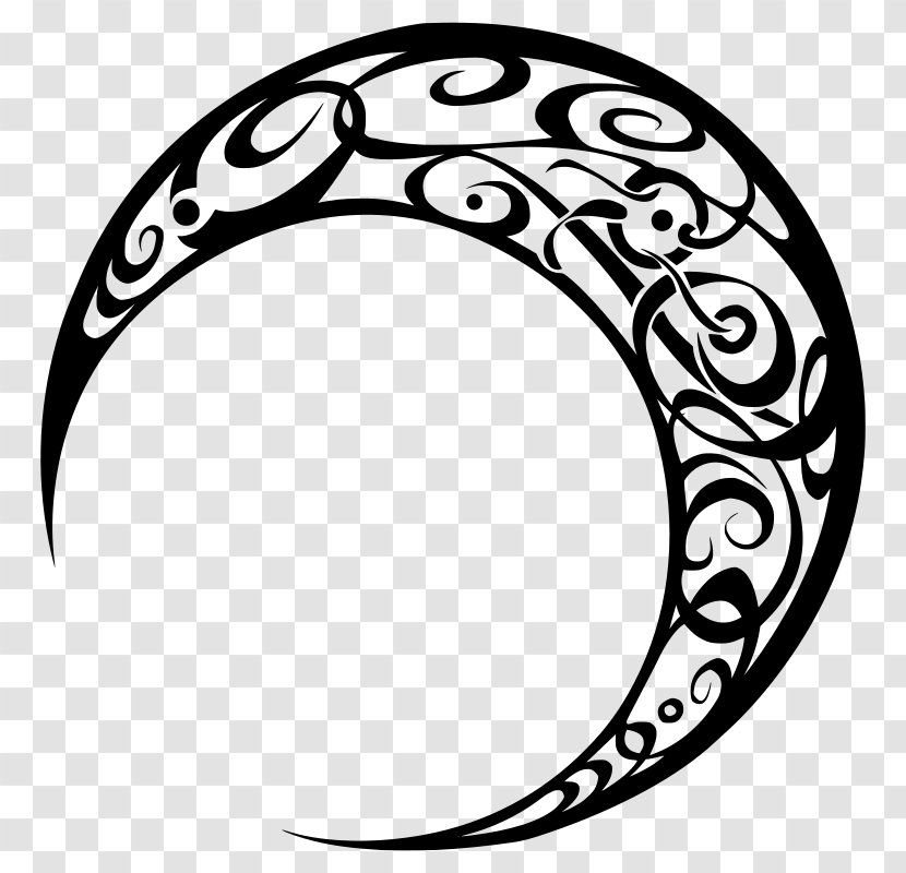 Moon Art Tribe Drawing Clip - Lunar Phase - Tribal Tattoo Transparent PNG