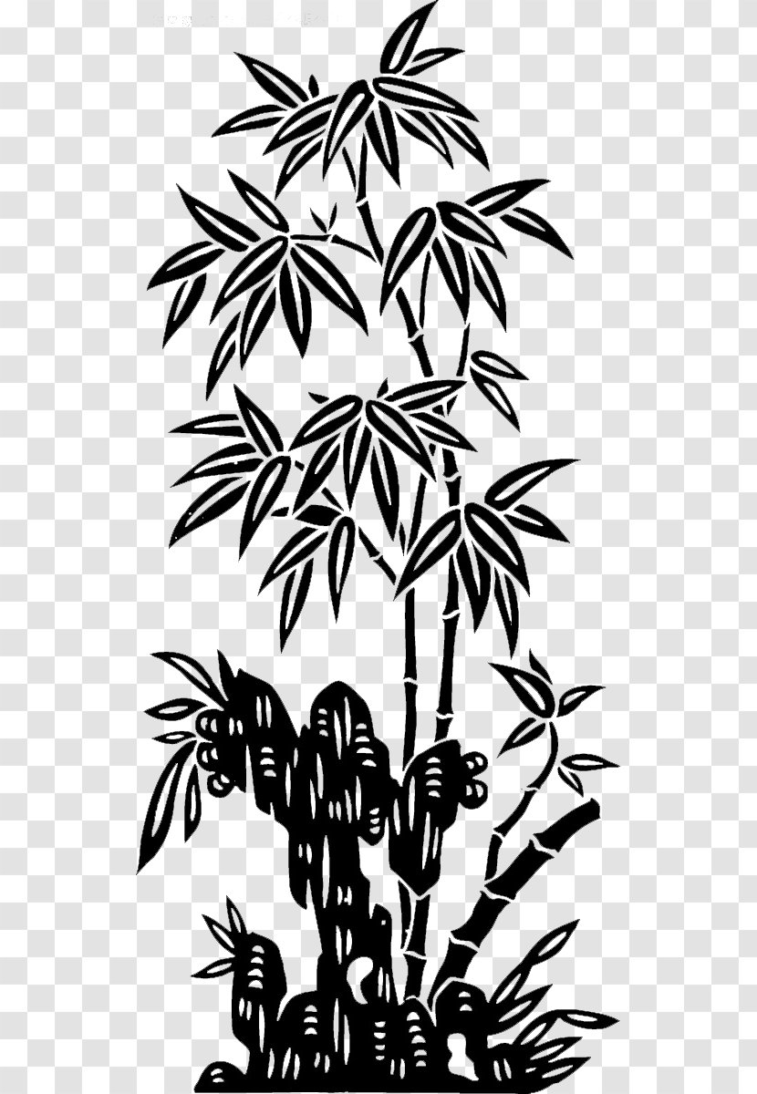 Lucky Bamboo Euclidean Vector - Flower - Chinese Style Black Painting Transparent PNG