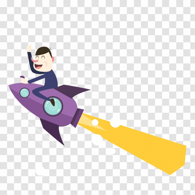 Illustrator Illustration - Purple - Rocket Ride Cartoon Man Transparent PNG