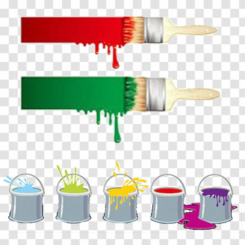 Paintbrush Painting Clip Art - Paint Brushes And Bucket Transparent PNG