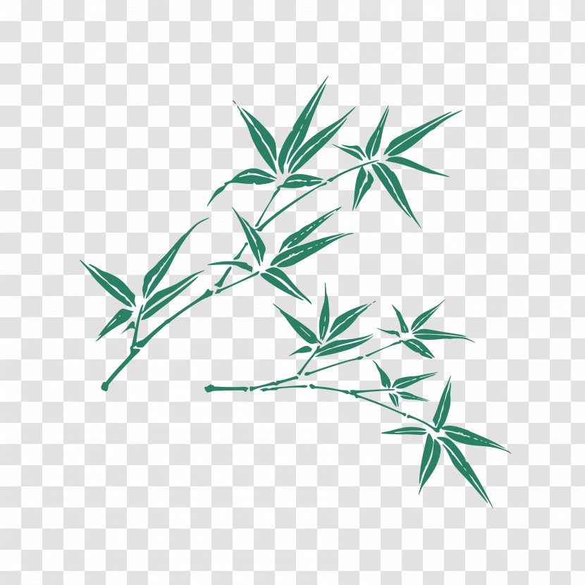 Bamboo Bird-and-flower Painting Art Illustration - Cartoon - Leaves HD Download Transparent PNG