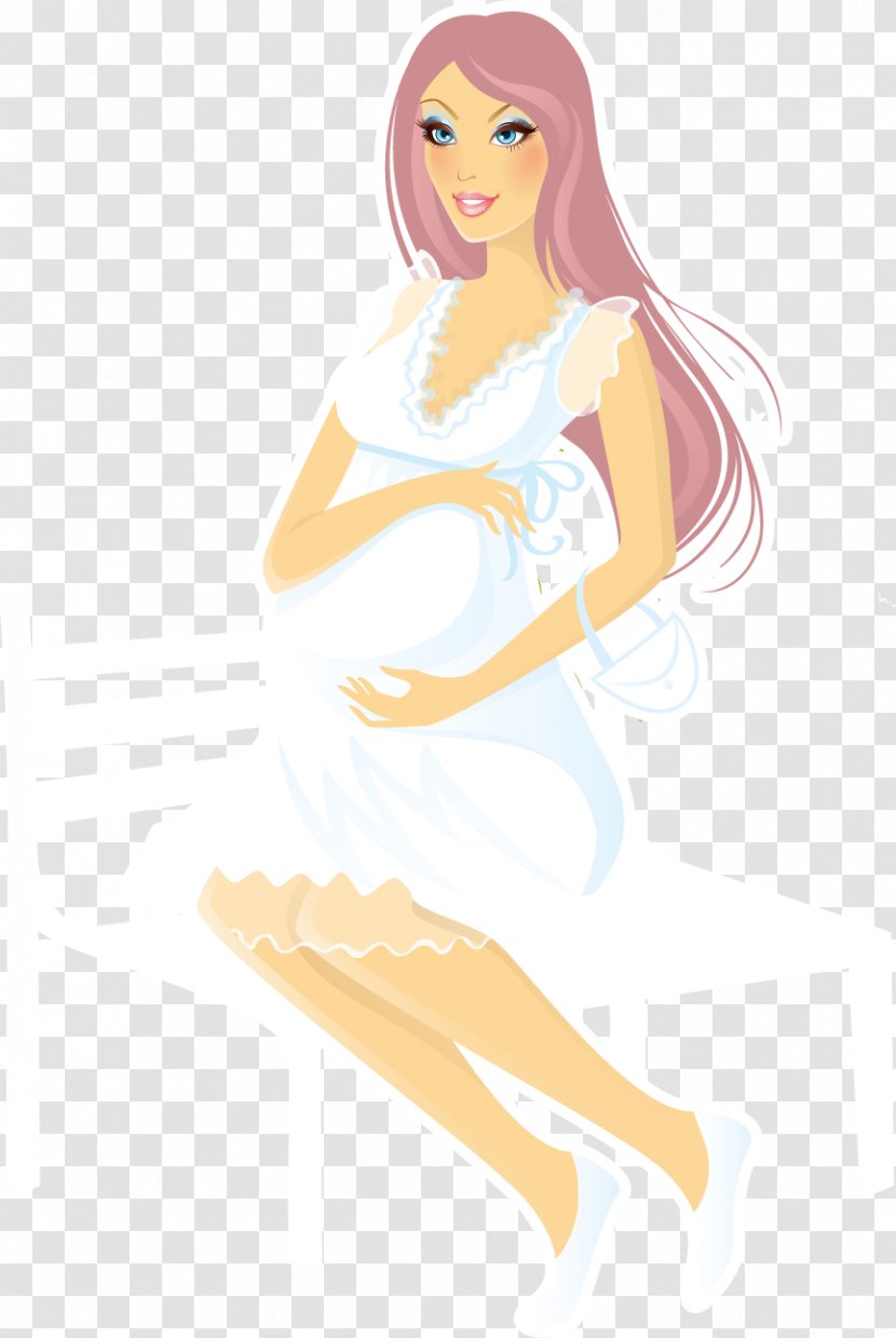 Pregnancy Illustration - Watercolor - Vector Pregnant Woman Sitting Transparent PNG
