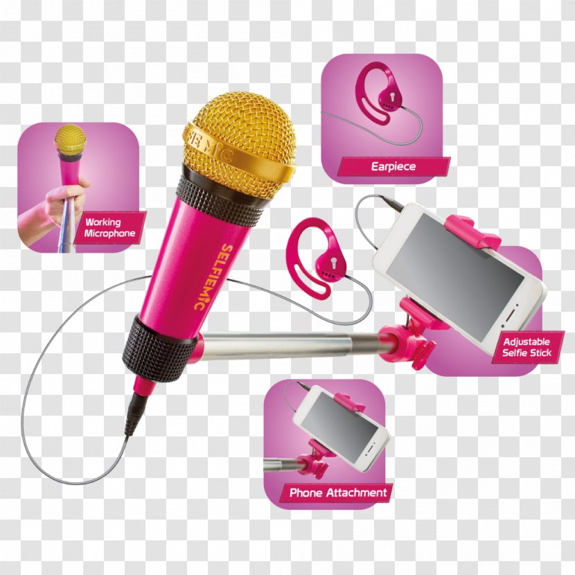 Selfiemic Selfie Stick Microphone JJ307893 With Adjustable Working Microphone, Earpiece And App - Cartoon Transparent PNG