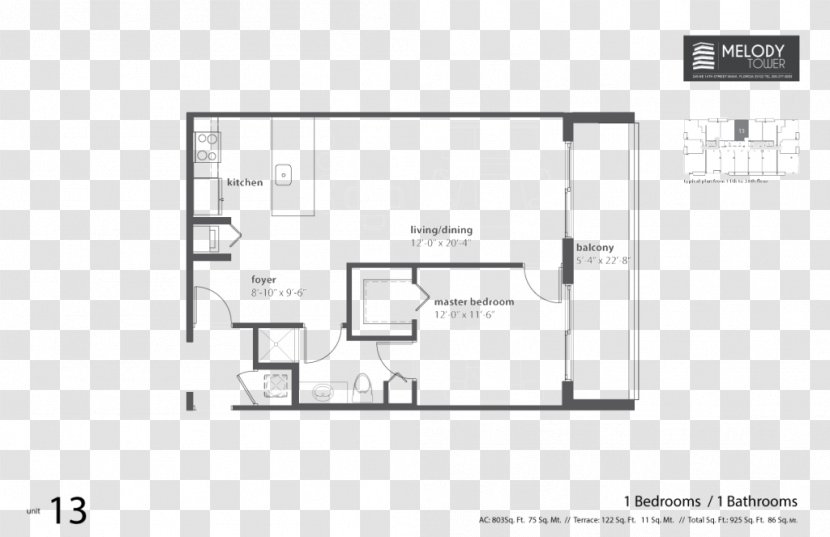 Floor Plan Melody Tower House Apartment Real Estate - Brand Transparent PNG