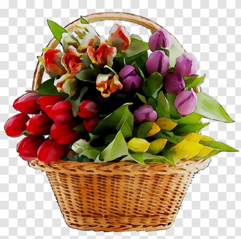 Floral Design Flower Bouquet Tulip Food Gift Baskets - Basket Transparent PNG