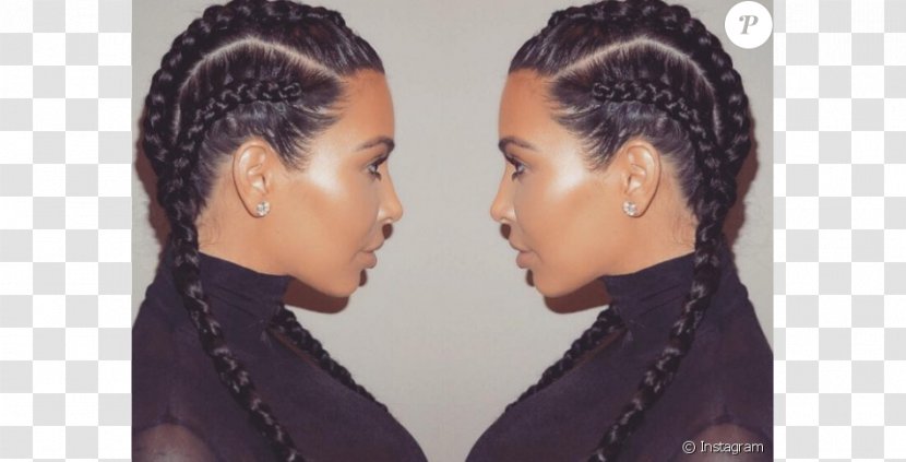 Khloé Kardashian Cornrows Box Braids Hairstyle - Silhouette - Long Transparent PNG