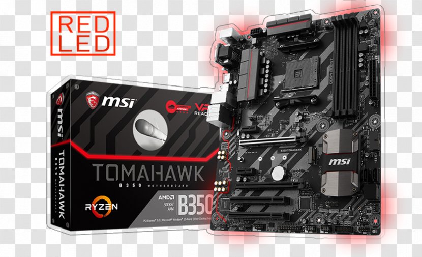 Socket AM4 MSI B350 TOMAHAWK Advanced Micro Devices Micro-Star International Ryzen - Atx - PC Master Race Transparent PNG