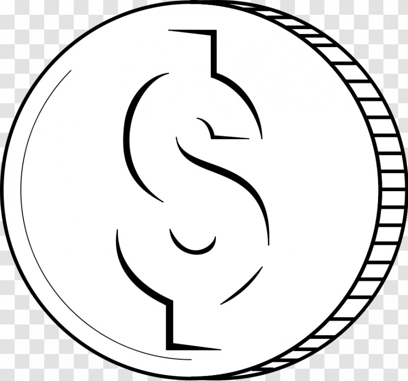 Coin Black And White Penny Clip Art - Smile - Dollar Sign Outline Transparent PNG
