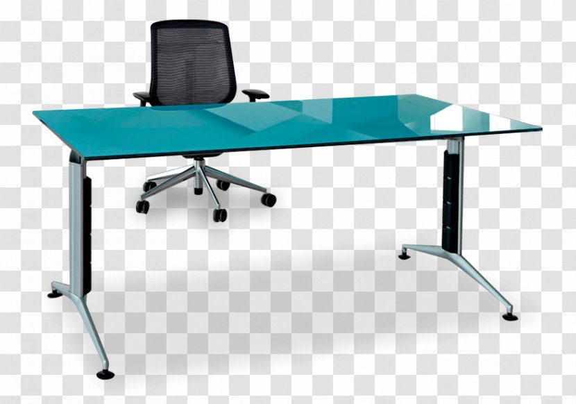 Glass Desk Steel Computer Office - Furniture Transparent PNG