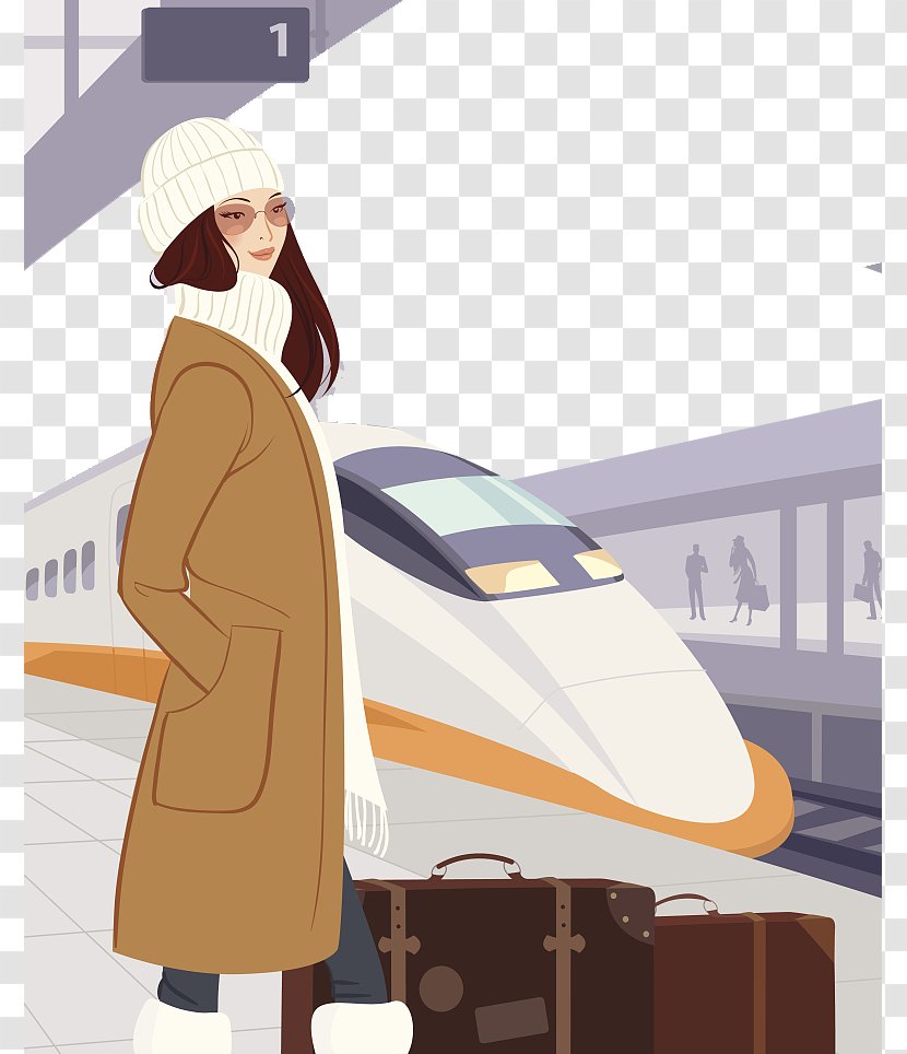 Train Rail Transport Rapid Transit Budapest Keleti Railway Station Illustration - Flower - Fashion Winter Platform Transparent PNG