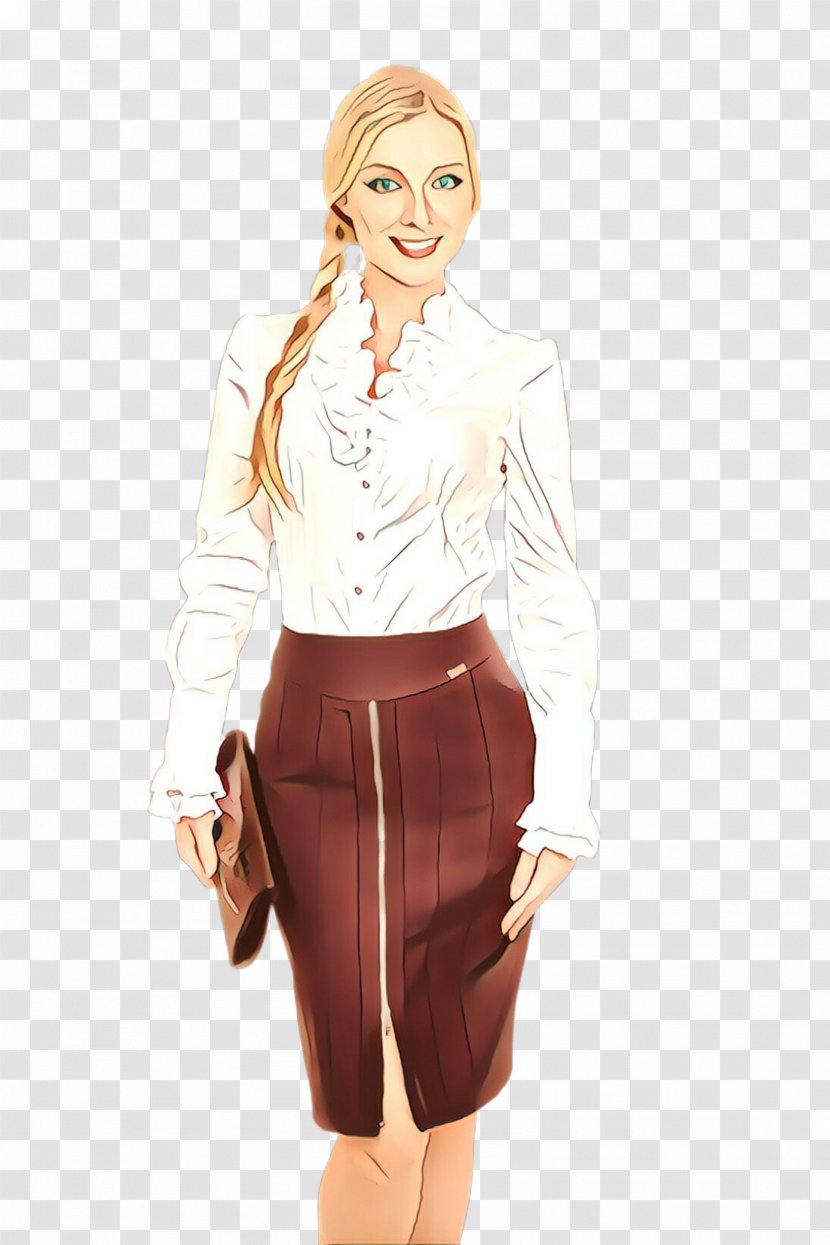 White Clothing Brown Standing Pencil Skirt - Beige Waist Transparent PNG