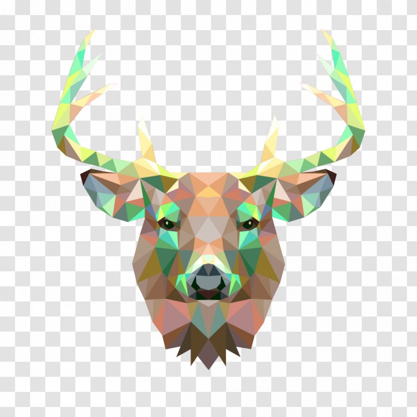Deer Printmaking Art Animal Wall Decal - Antler Transparent PNG