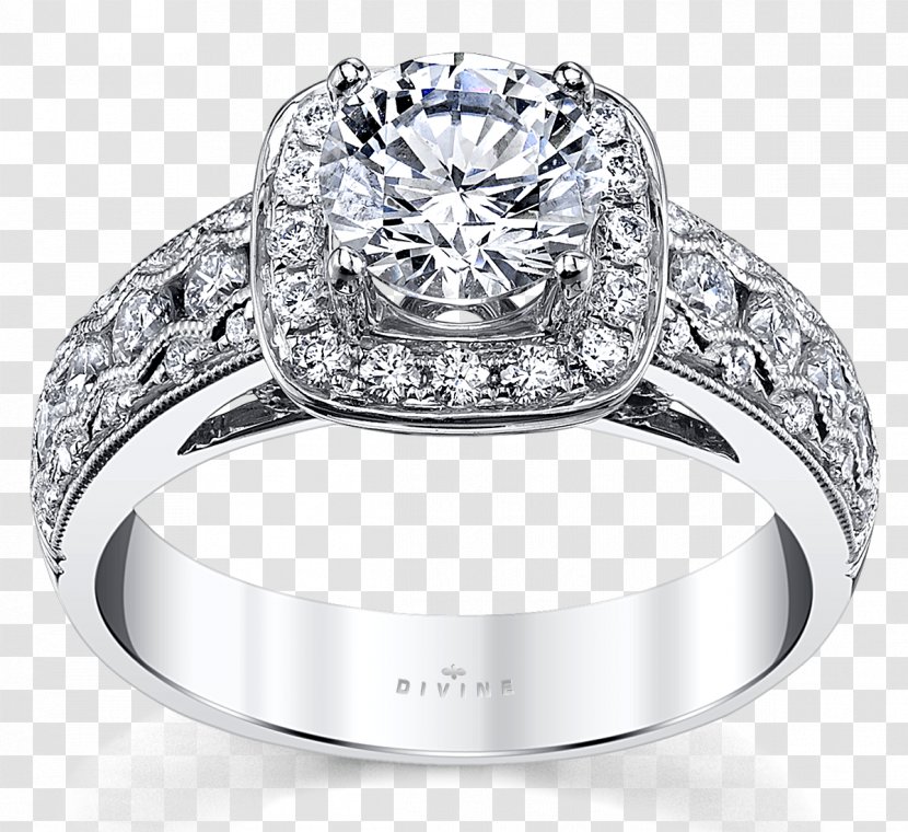 Engagement Ring Wedding Jewellery - Platinum - Model Transparent PNG