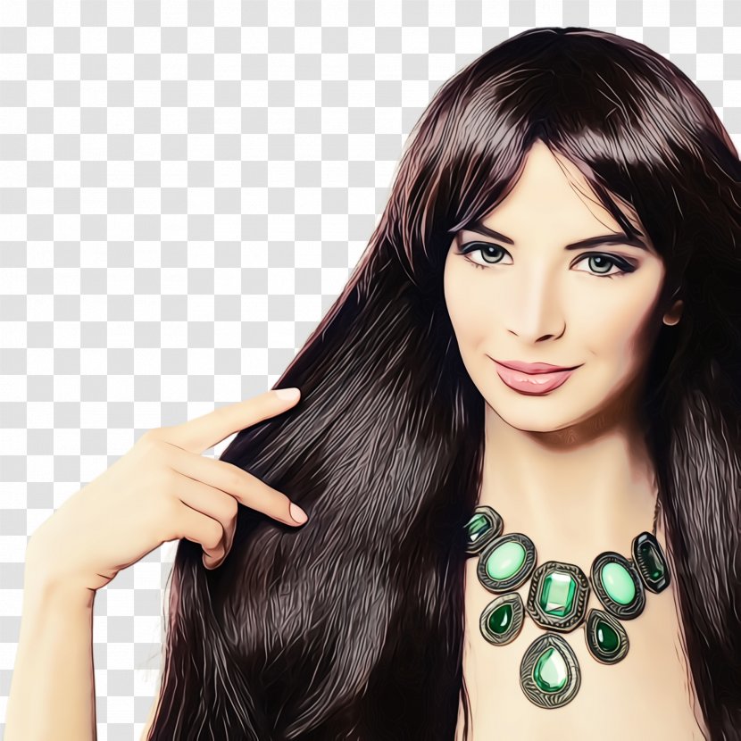 Hair Hairstyle Black Long Coloring - Forehead Beauty Transparent PNG