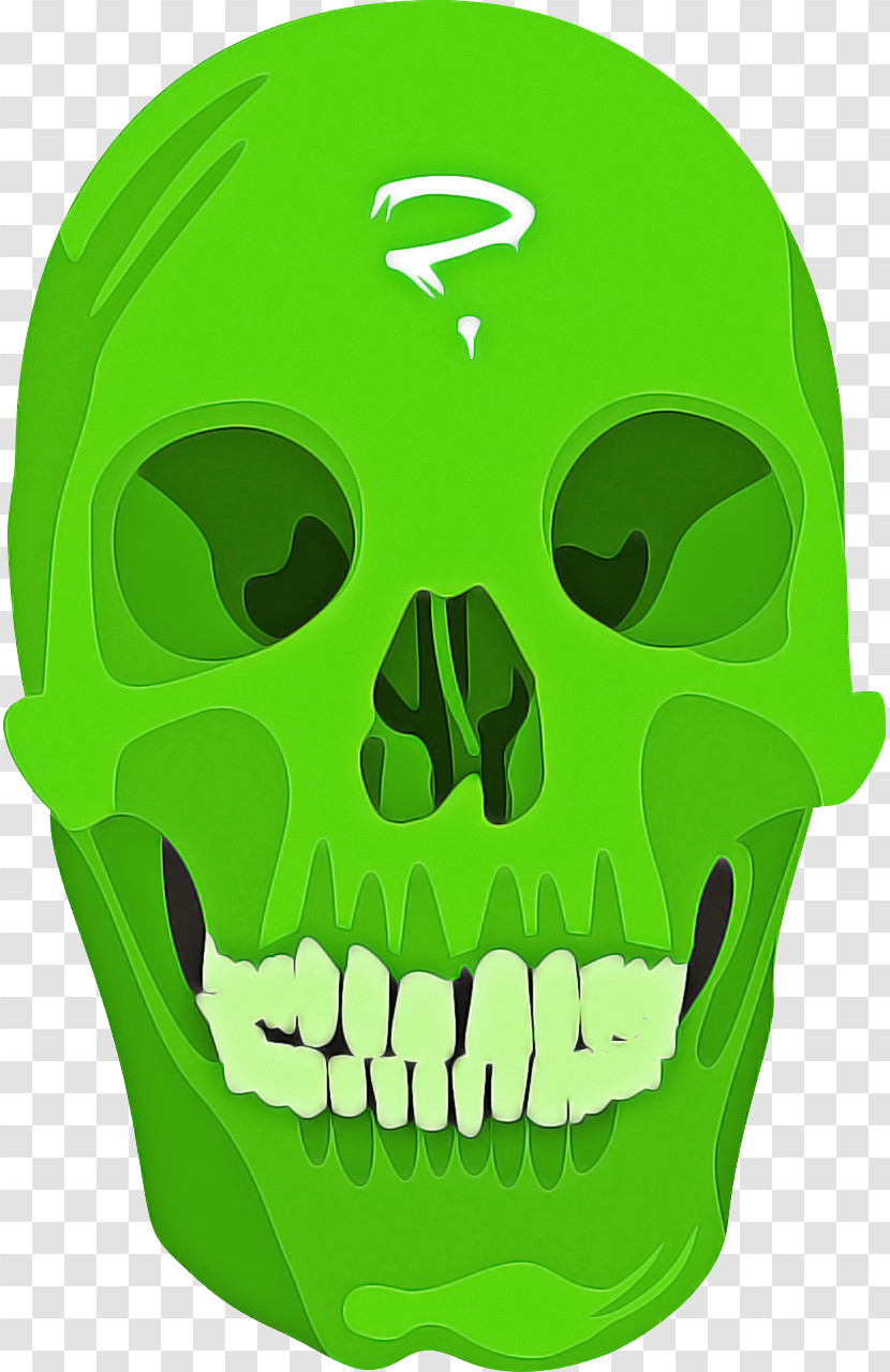 Green Bone Skull Head Jaw Transparent PNG