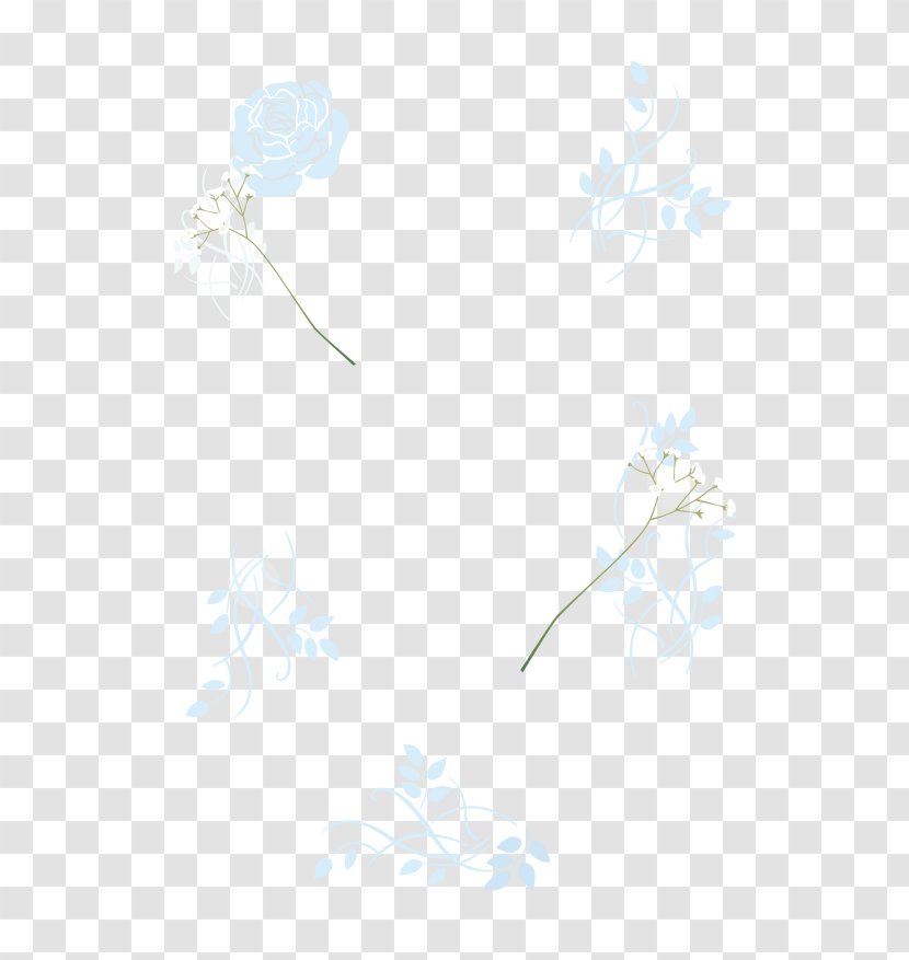 Blue Pattern - White - Fresh Flowers Transparent PNG