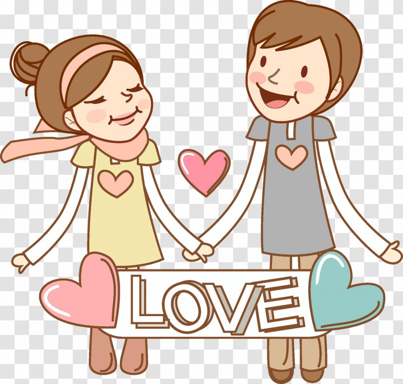 Falling In Love Drawing - Cartoon - Men And Women Transparent PNG