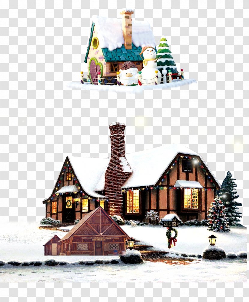 Christmas Snowman Wallpaper - Glass - Santa's House Transparent PNG