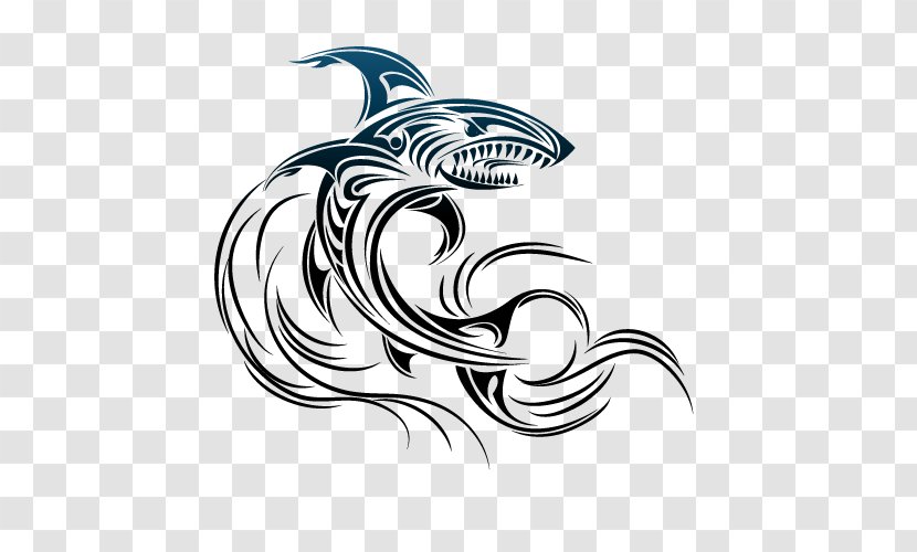 Shark Tattoo Royalty-free Illustration - Logo - Free Stock Vector Domineering Sticker Transparent PNG