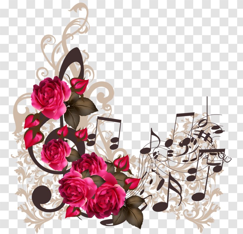 Musical Note Royalty-free Illustration - Silhouette - Notes And Flowers Transparent PNG