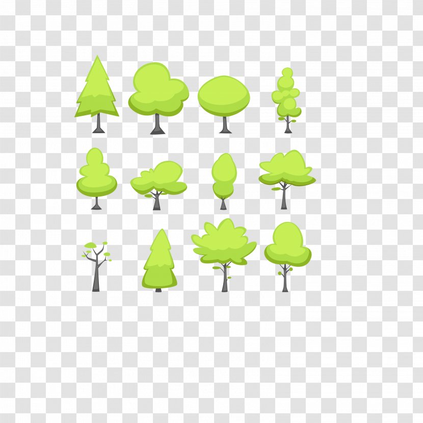 Tree Download - Grass - Vector Green Cartoon Simple Forest Collection Transparent PNG