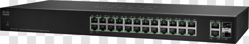 Cisco Small Business SF112-24-Switch-unmanaged-24 X 10/100 + 2 Co... Network Switch Systems 24-Port With Gigabit Uplinks Fast Ethernet - Cable Transparent PNG