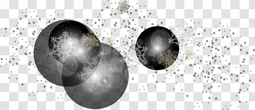 White Black Sphere - Monochrome - Winter Snowflake Effect Elements Transparent PNG