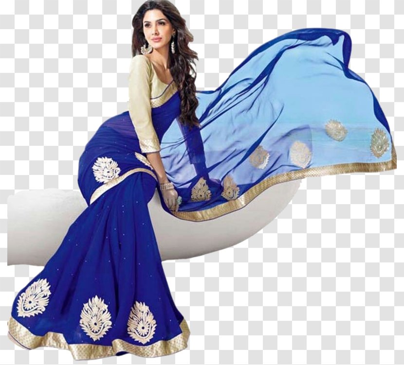 Sari Blouse Choli Georgette Blue - Langa Voni - Dress Transparent PNG