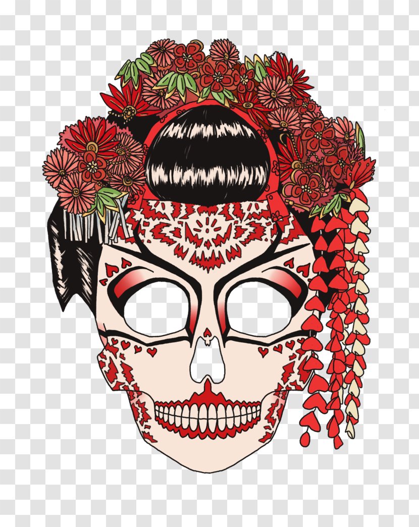 Calavera Skull Tattoo Geisha - Skulls Transparent PNG
