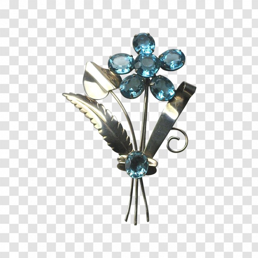 Brooch Turquoise - Open Locket Flowers Transparent PNG