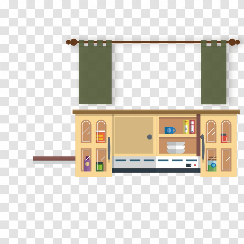 Kitchen Utensil Food Illustration - House - Bed Curtain And Cupboard Transparent PNG