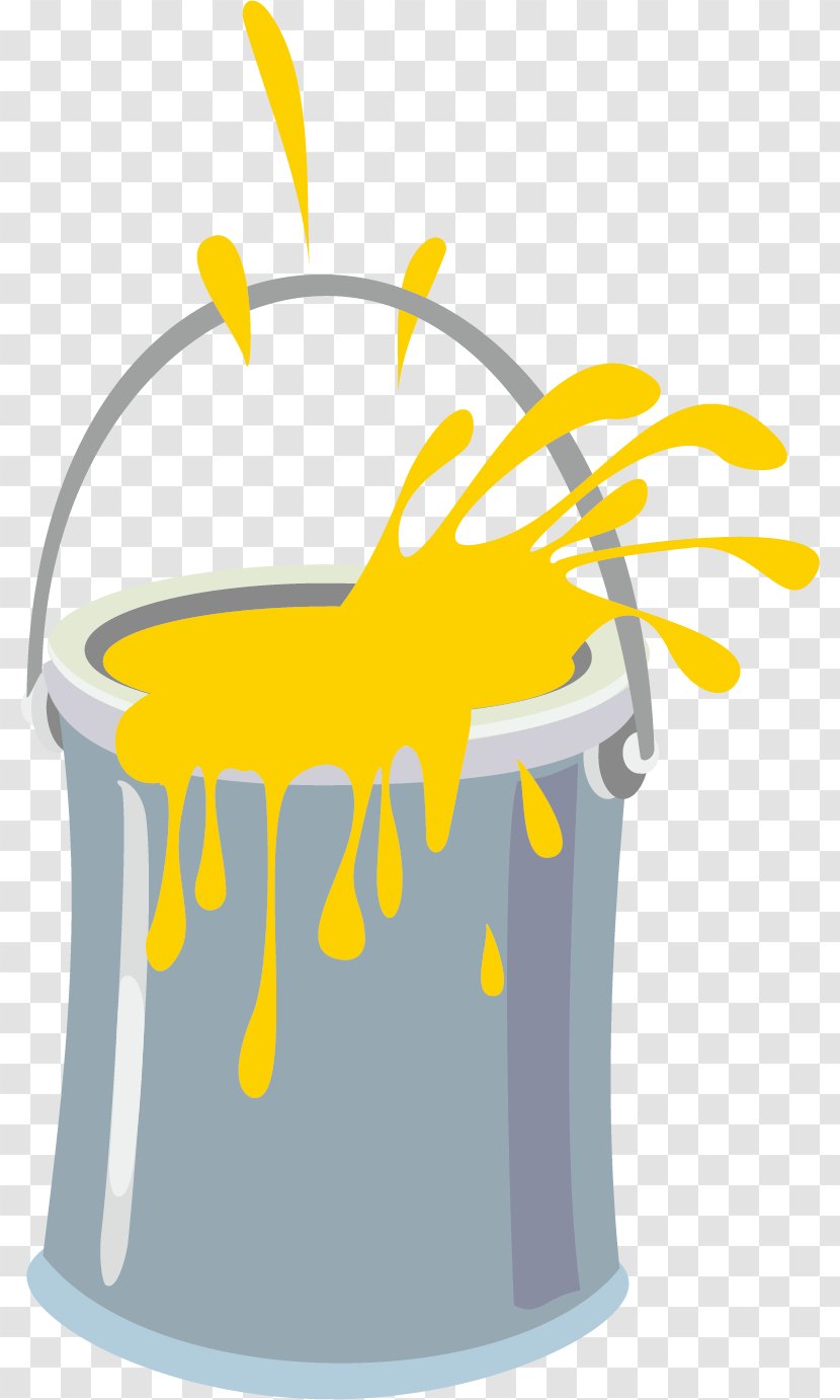 Paint Bucket Yellow Clip Art - Paintbrush - Creative Transparent PNG