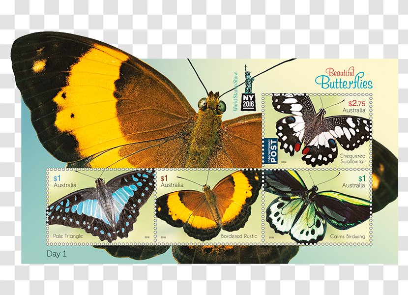 World Stamp Show-NY 2016 Australia New York City Postage Stamps Miniature Sheet - Butterfly Transparent PNG